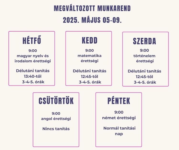 Megváltozott munkarend