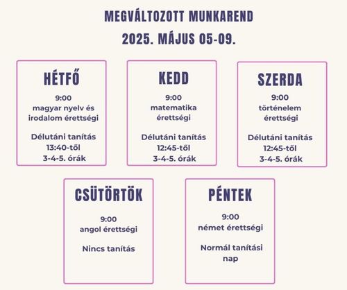 Megváltozott munkarend